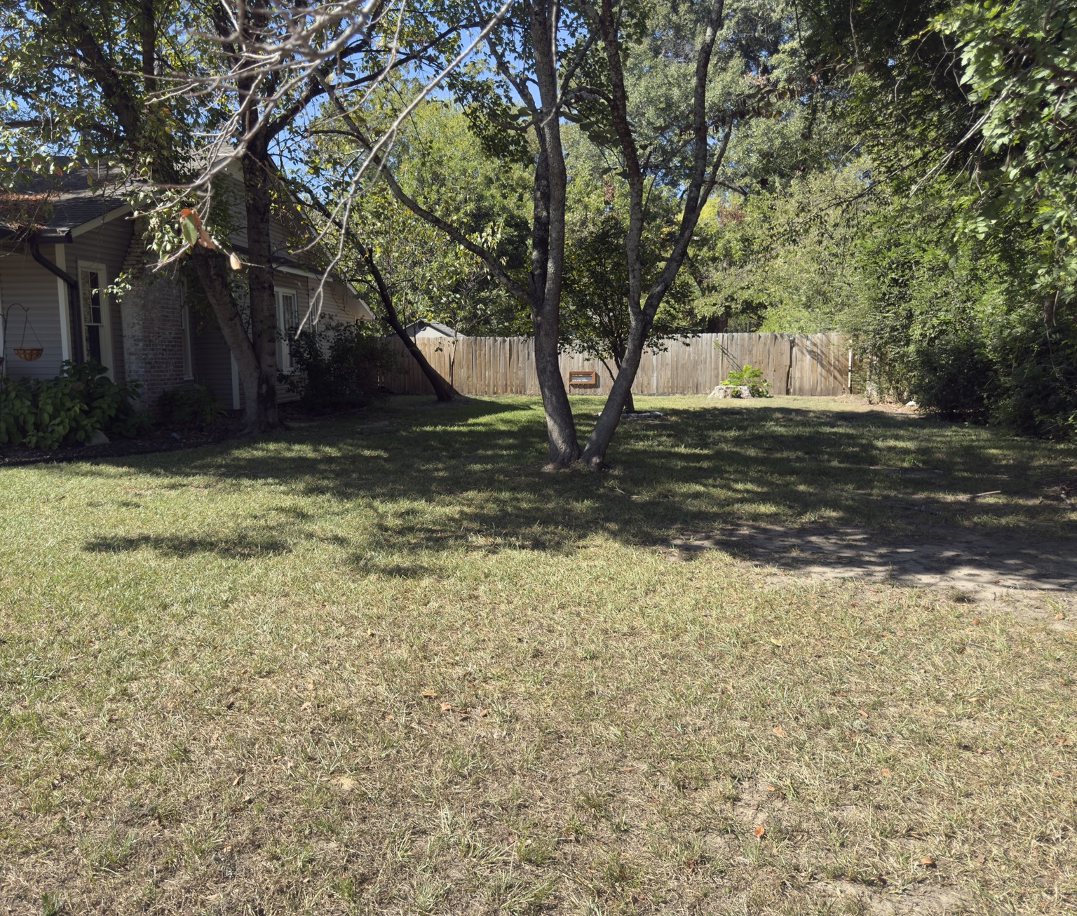 The same residential yard after Down To Earth Solutions removed the fallen leaves. View 1.